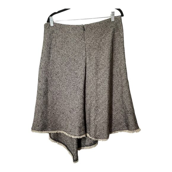 DKNY Asymmetric Hem Herringbone Skirt Knee Length Academia Size 12 Wool Blend - Picture 3 of 7